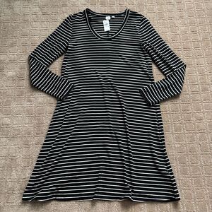 Gap T Shirt Dress Womens S Black White Stripe Long Sleeve Casual Comfort Stretch